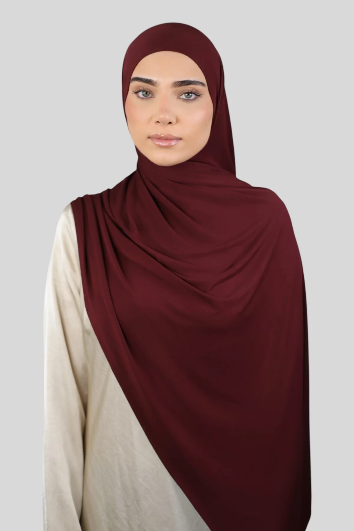 Feinstes Bambus Jersey - Fertiger Express Hijab - Burgundy (2) @ Lamaari