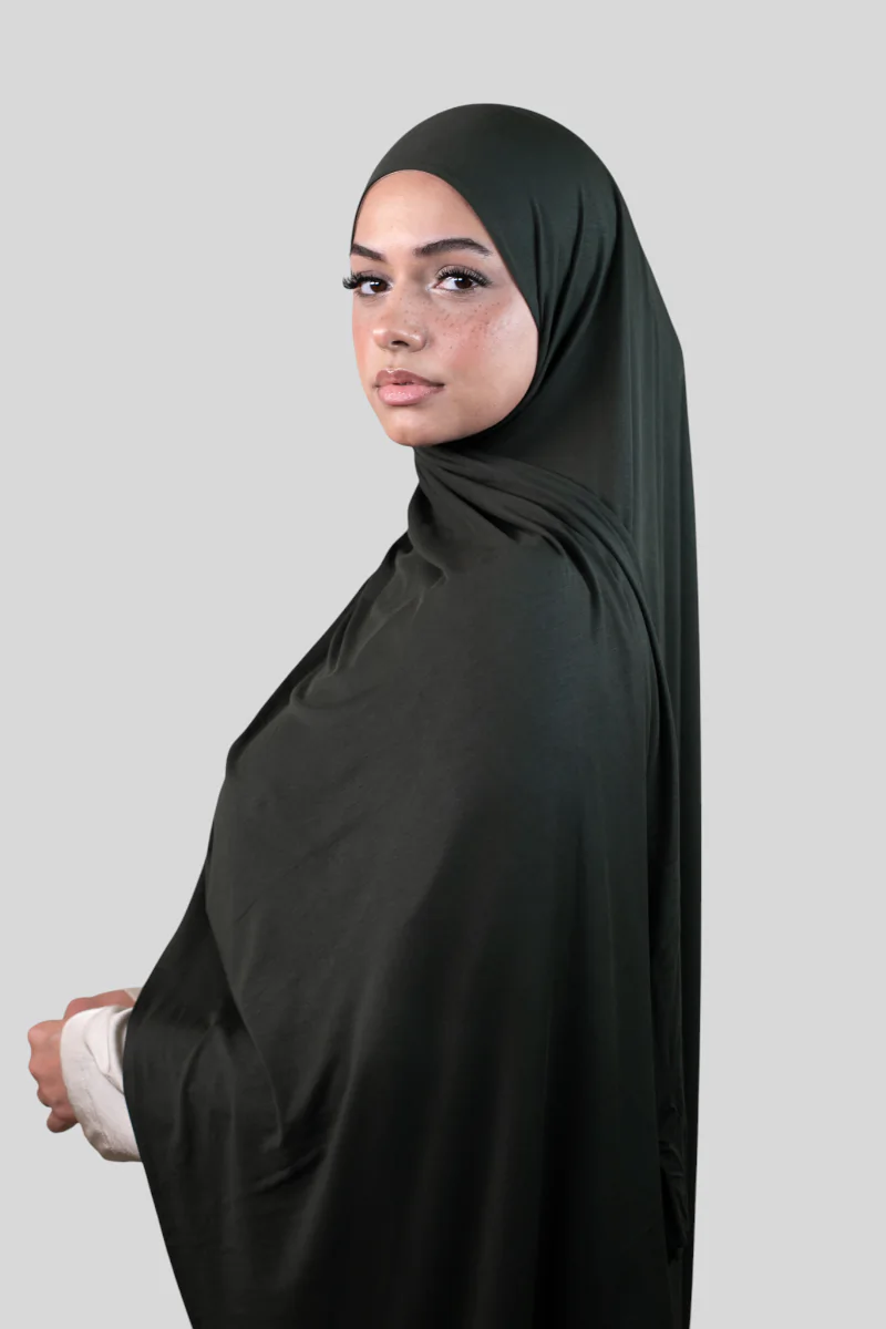 Feinstes Bambus Jersey - Fertiger Express Hijab - Deep Green (4) @ Lamaari