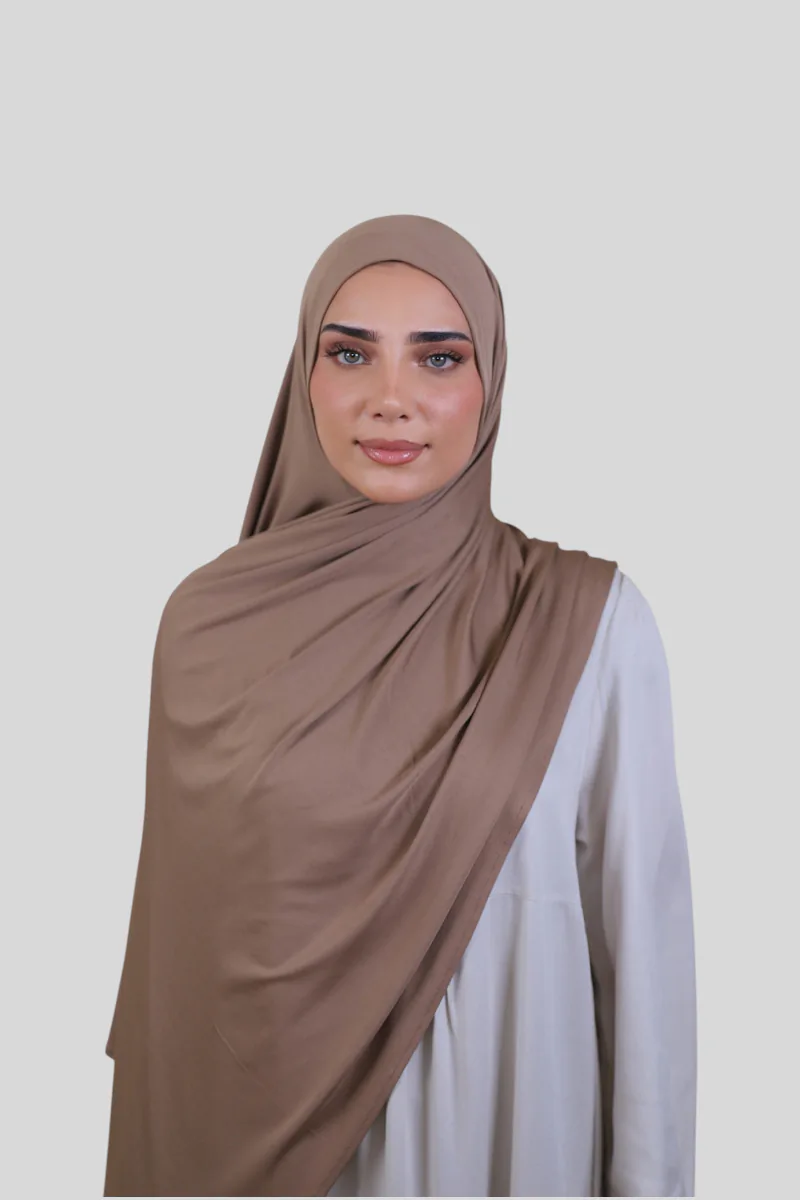Premium Soft Glam Jersey - Fertiger Express Hijab - Caramel (2) @ Lamaari