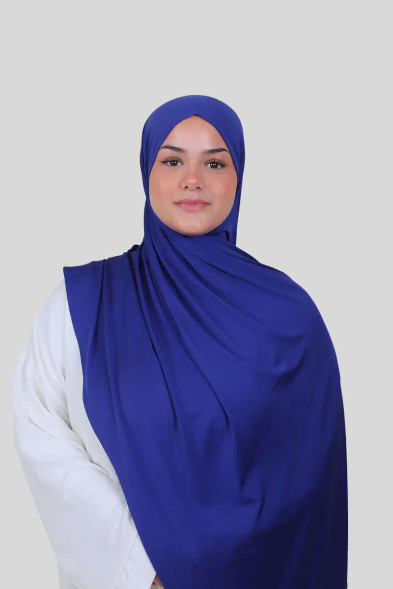 Premium Soft Glam Jersey - Fertiger Express Hijab - Navy Blue (1) @ Lamaari