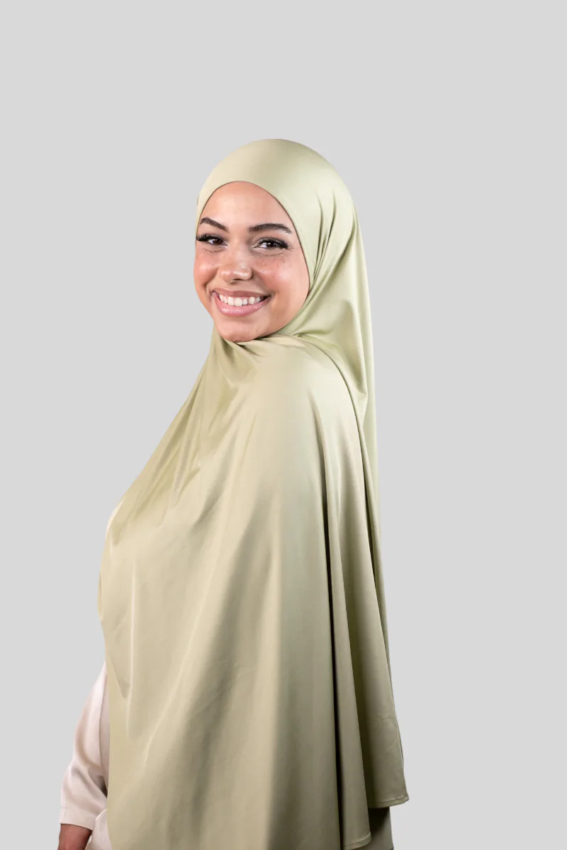 Premium Soft Glam Jersey - Fertiger Express Hijab - Sage Green (5) @ Lamaari