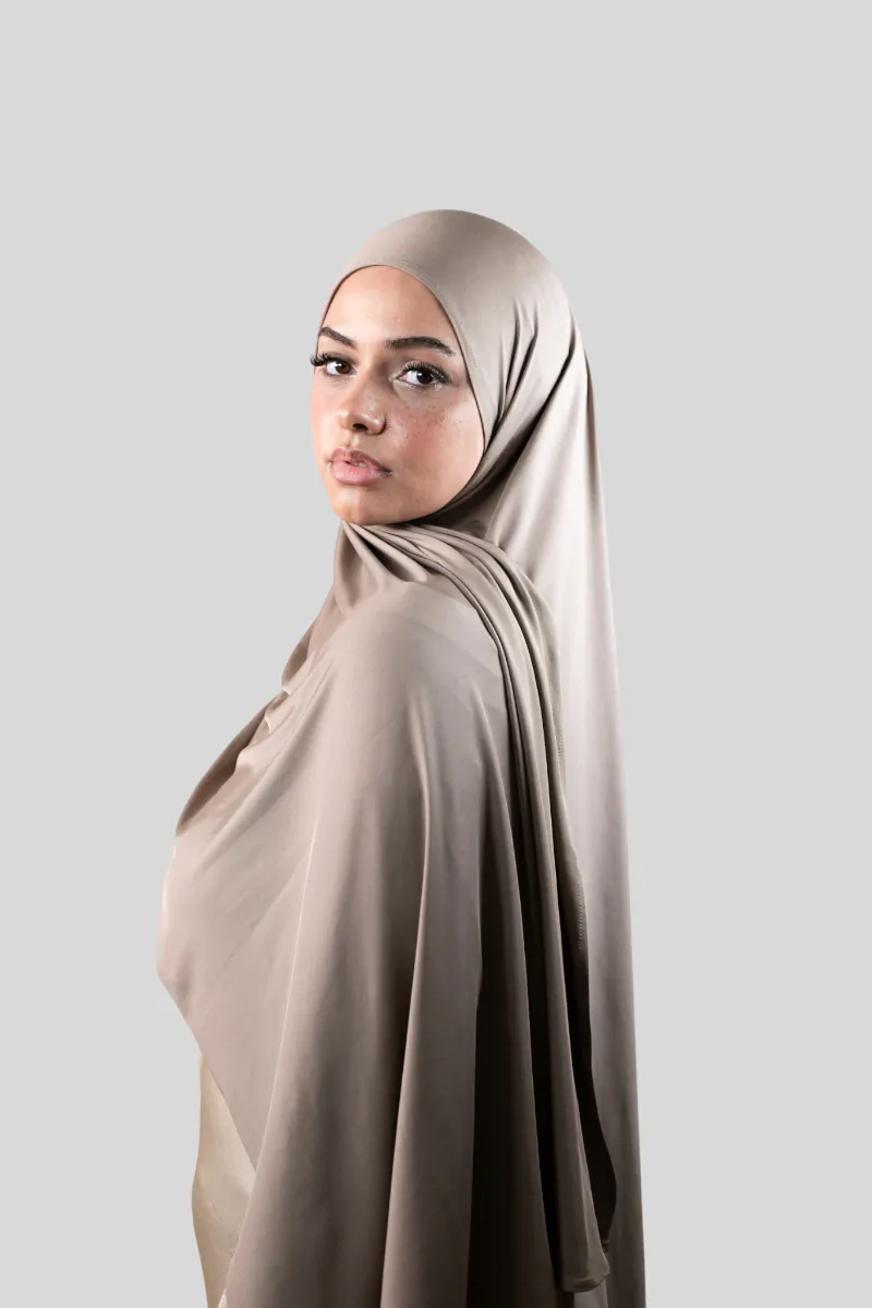 Premium Soft Glam Jersey - Schal zum selbstbinden - Ash Brown (4) @ Lamaari
