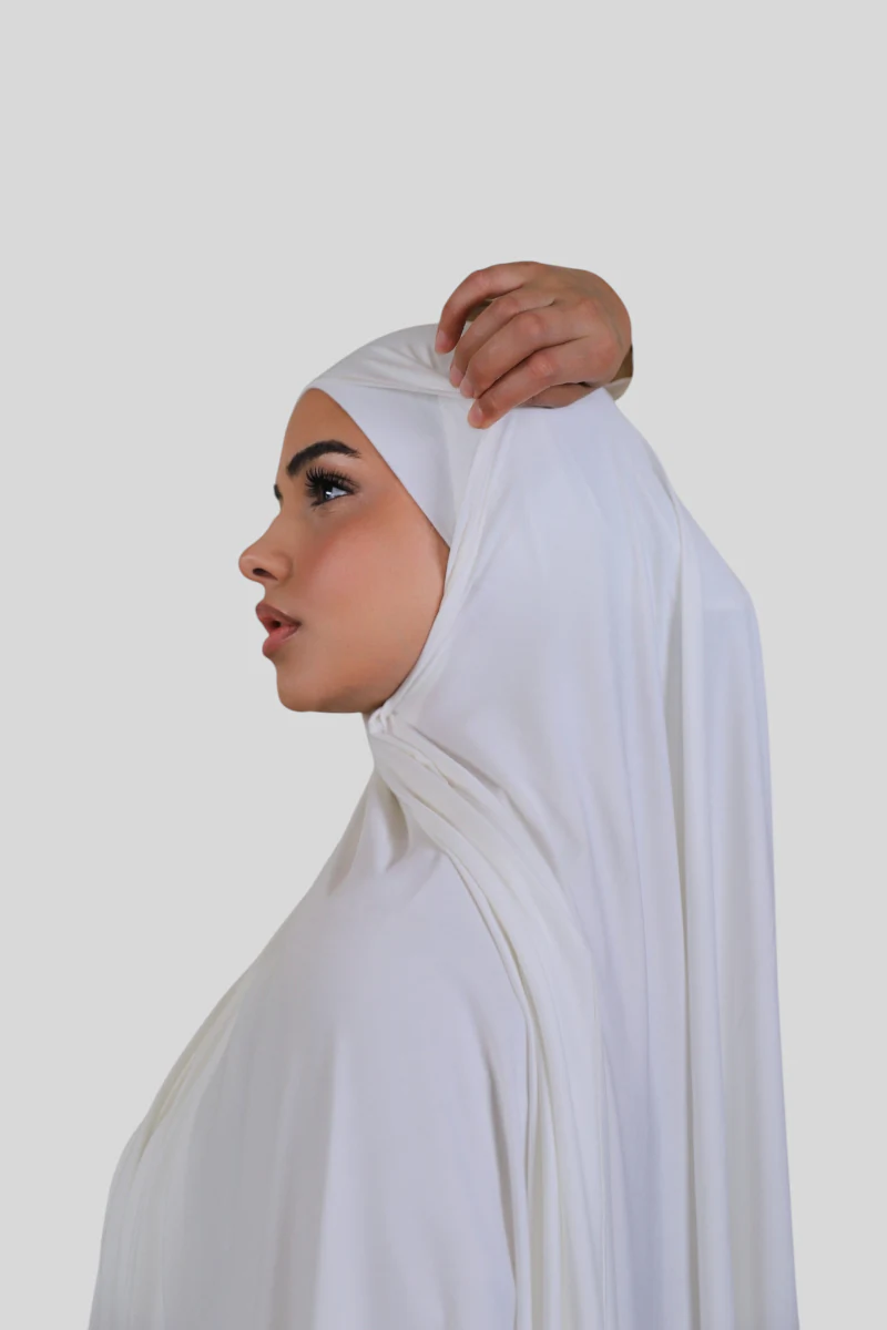 Set - Schal zum selbstbinden mit Unterkopftuch - Pearl White (2) @ Lamaari